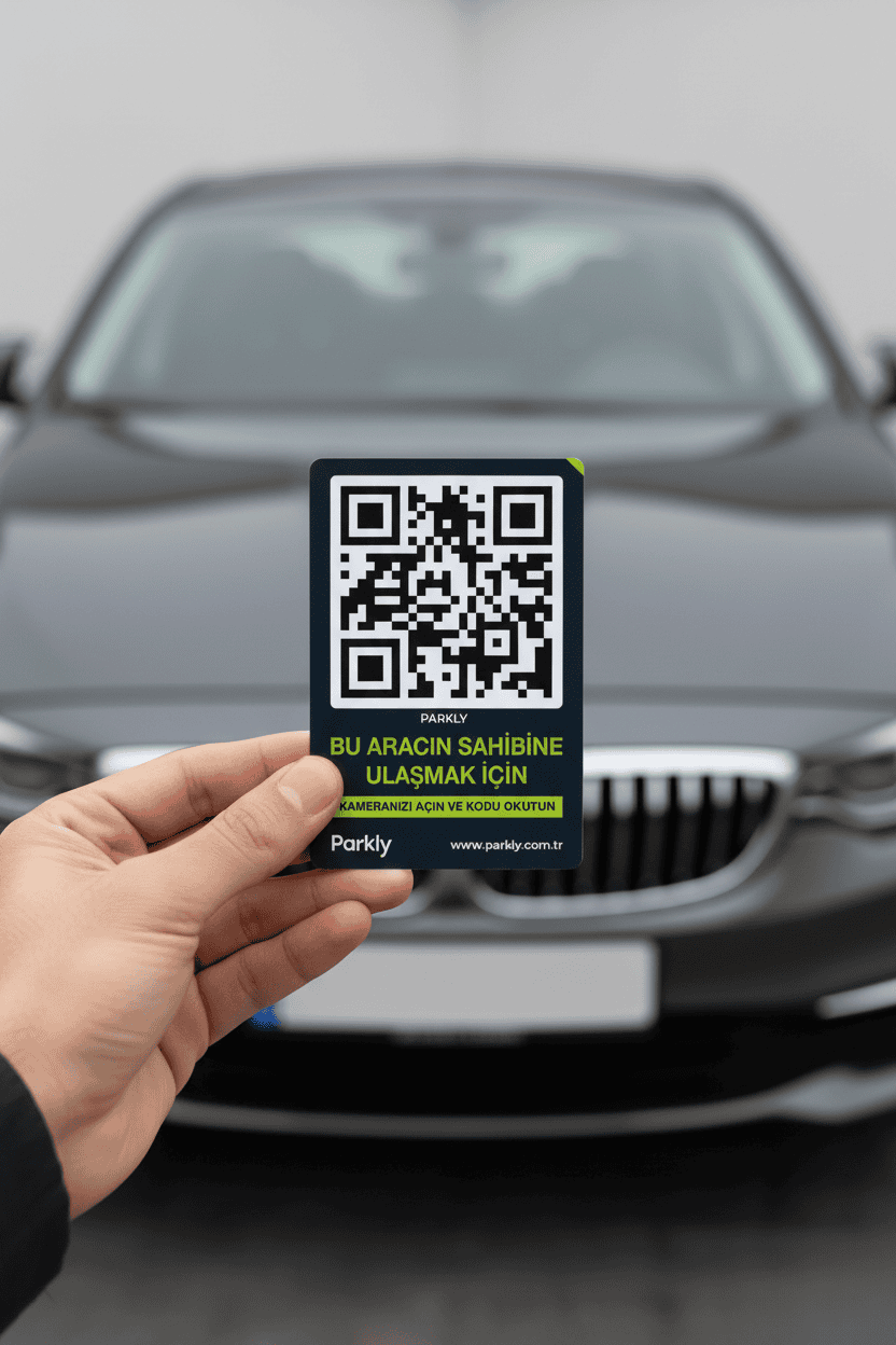 Parkly QR Etiket - Araç Camında Uygulama Örneği